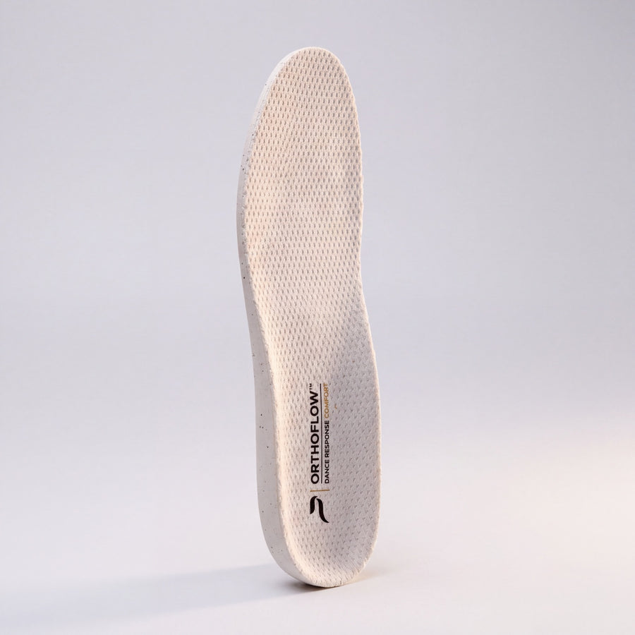 The ORTHOFLOW® insole stood upright, showing its low profile.