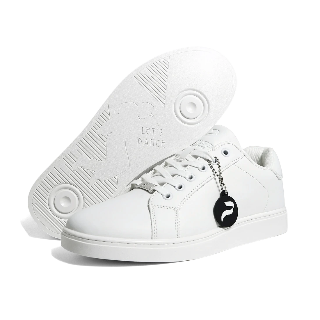 Bianco dance sneaker, front three-quarter with sole