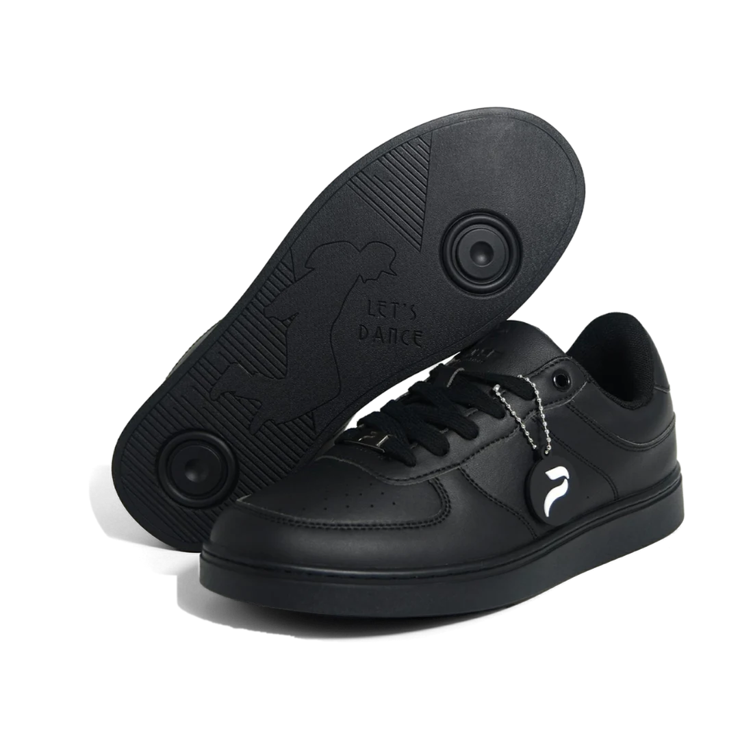 Flow Onyx dance sneaker, front three-quarter with sole