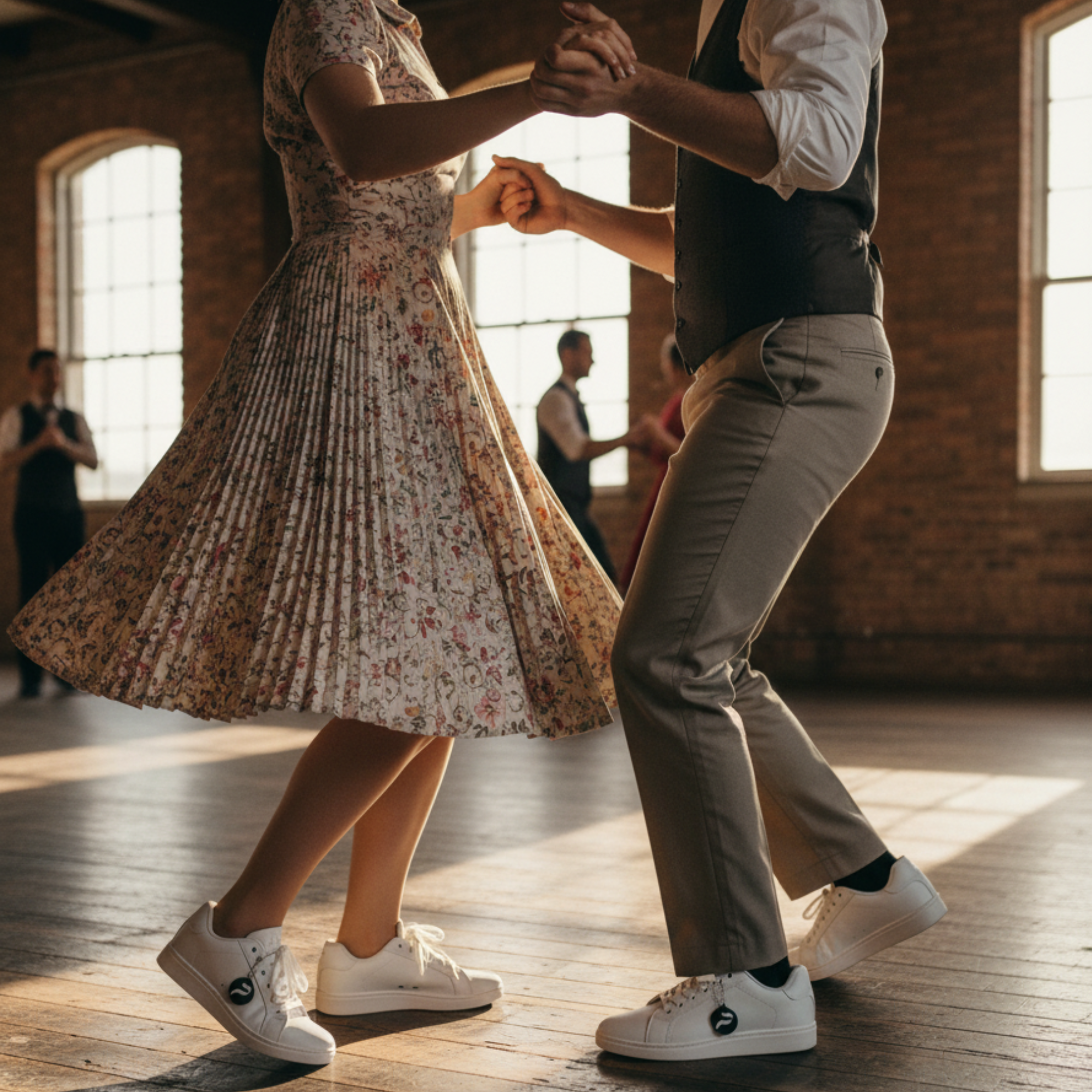 [BIANCO] Unisex Low-Top White Dance Sneakers
