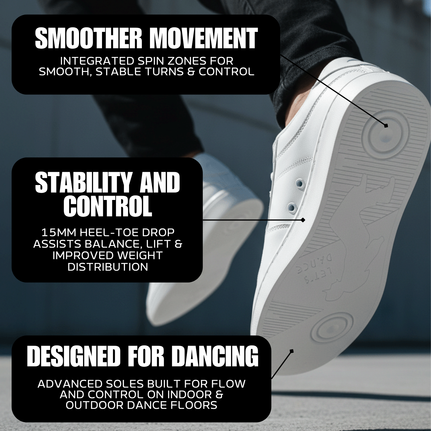 [FLOW WHITE] Unisex Low-Top White Dance Sneakers