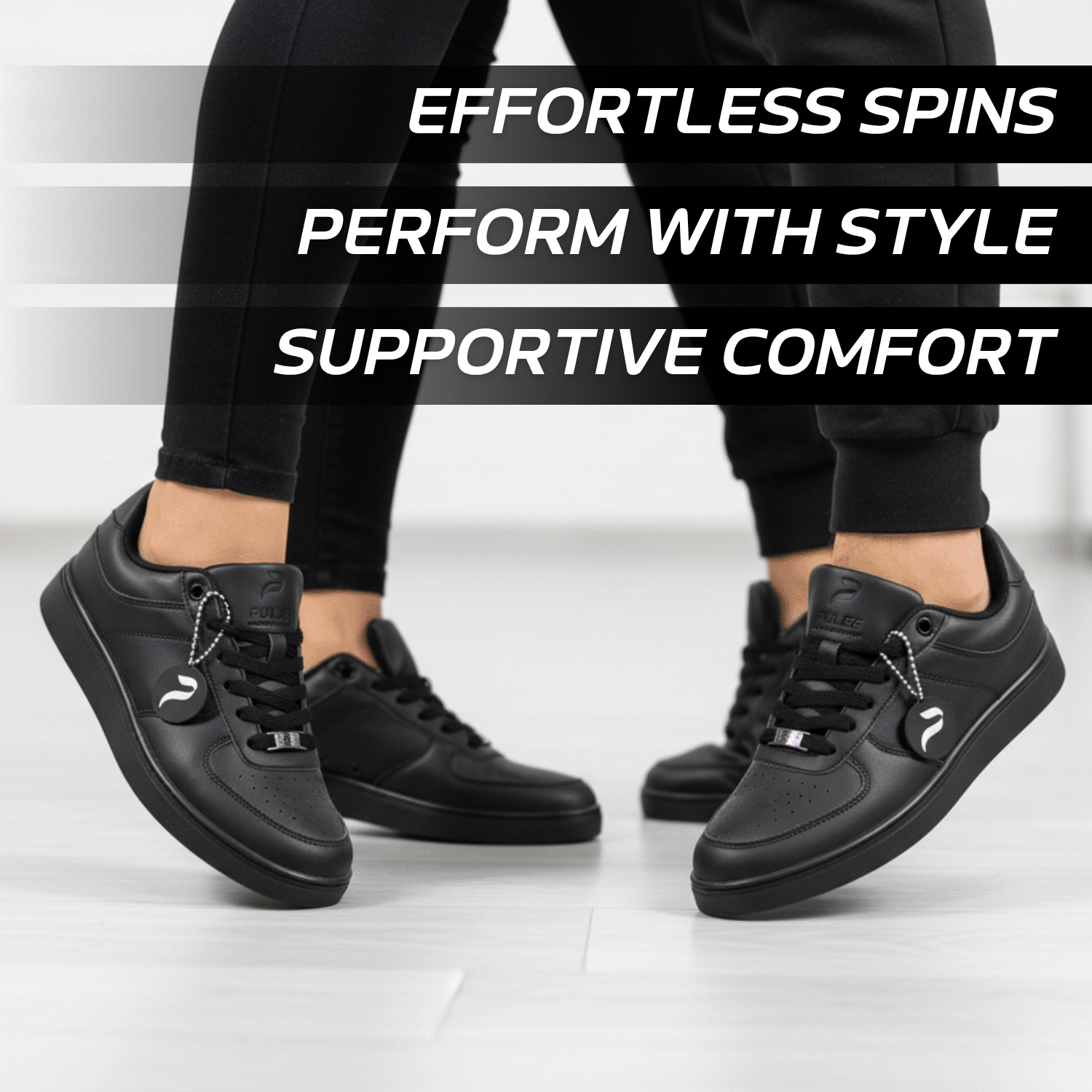 [FLOW ONYX] Unisex Low-Top Black Dance Sneakers